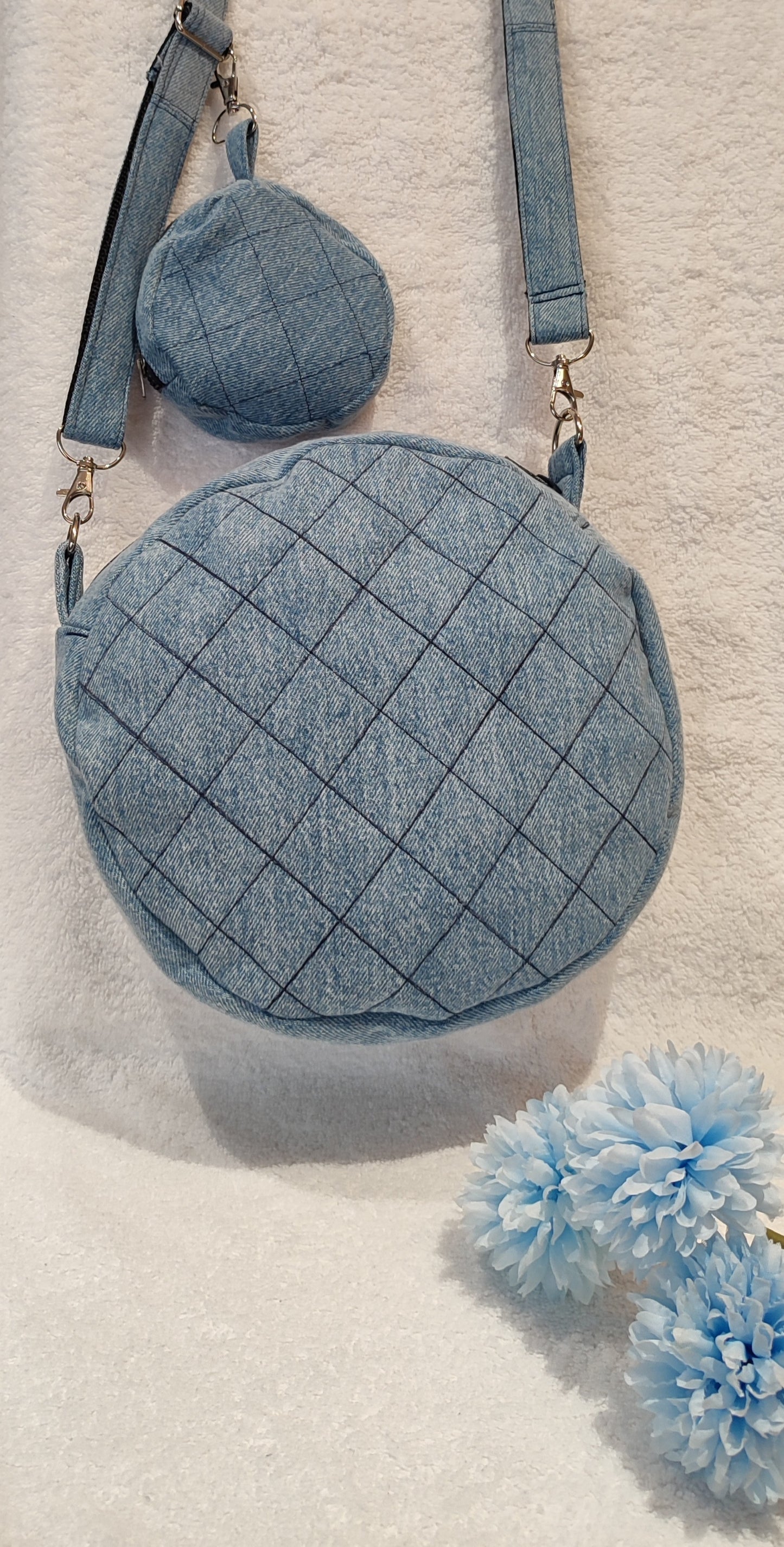 Round denim bag + coin purse