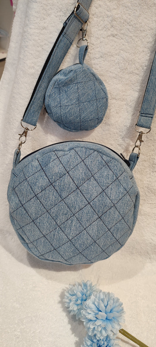 Round denim bag + coin purse