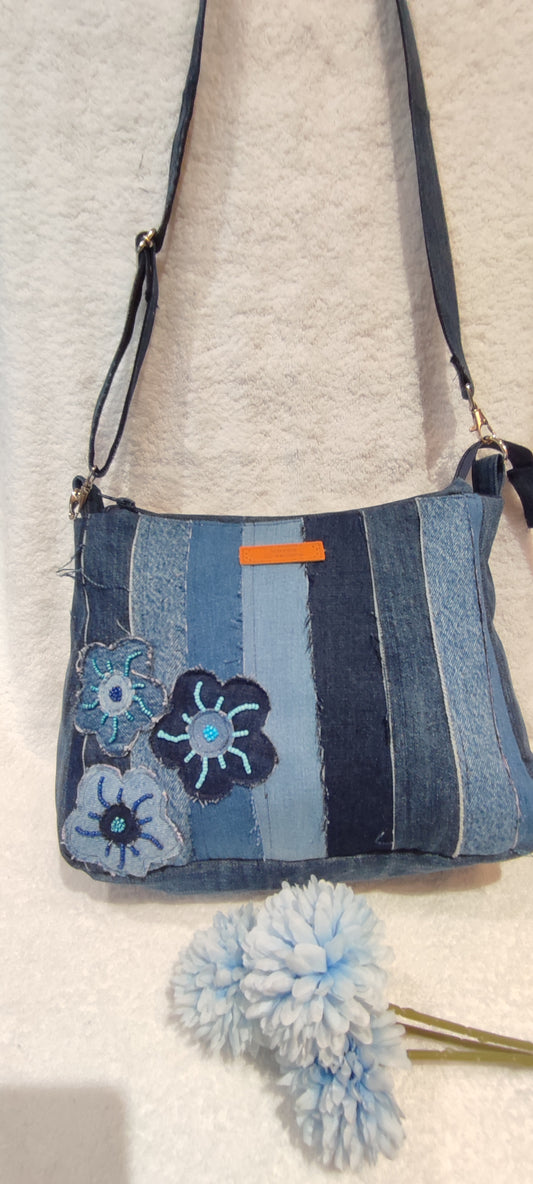 Stylish denim stripe bag