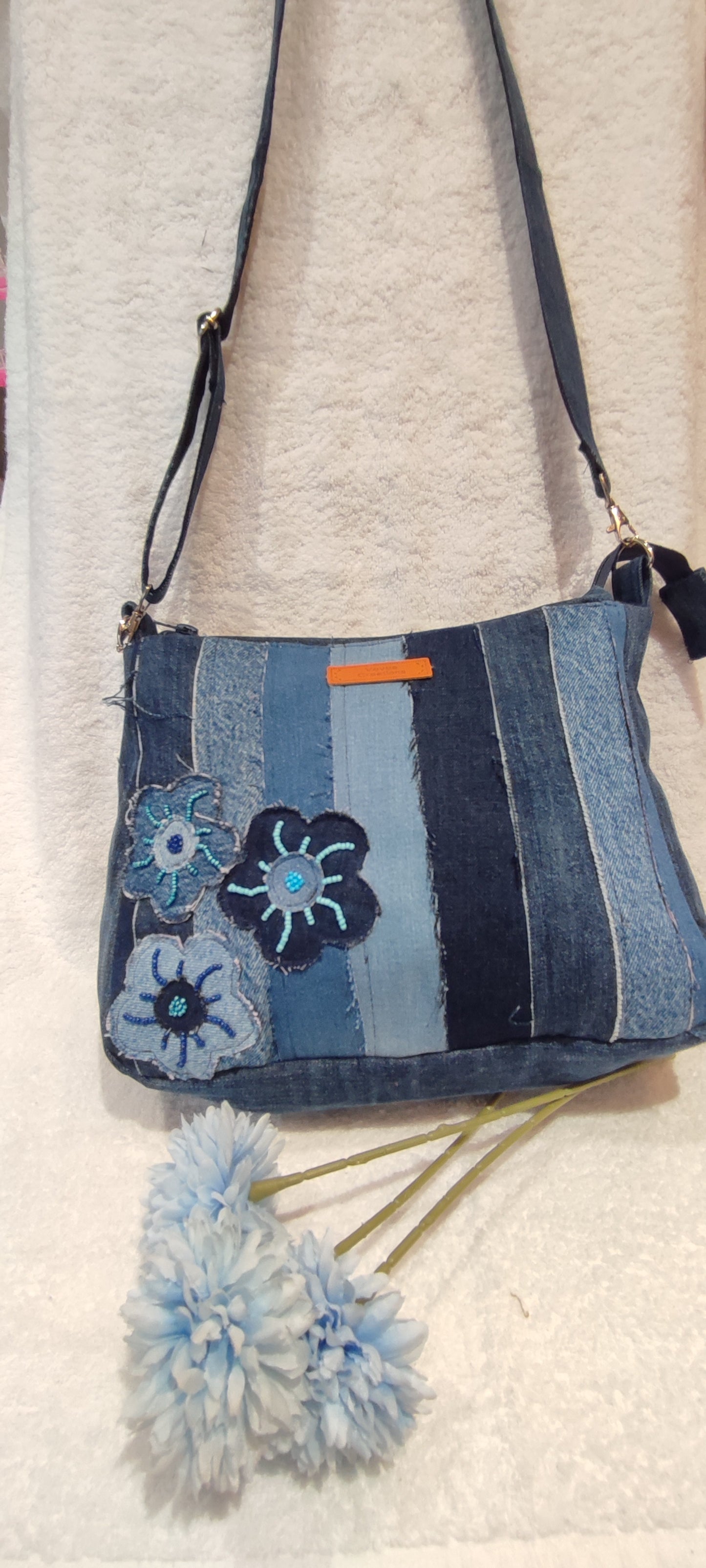 Stylish denim stripe bag