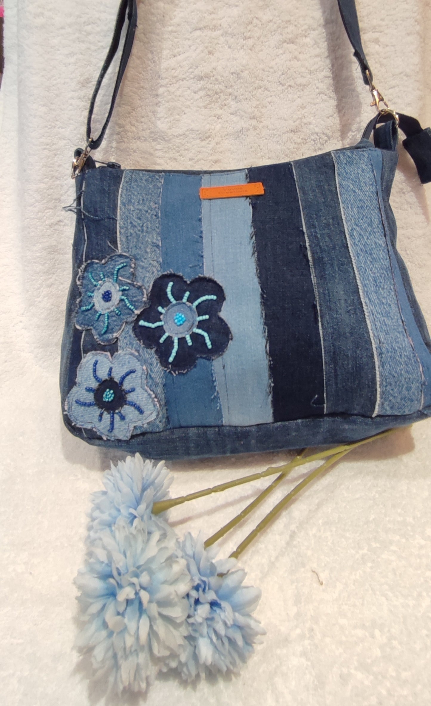 Stylish denim stripe bag