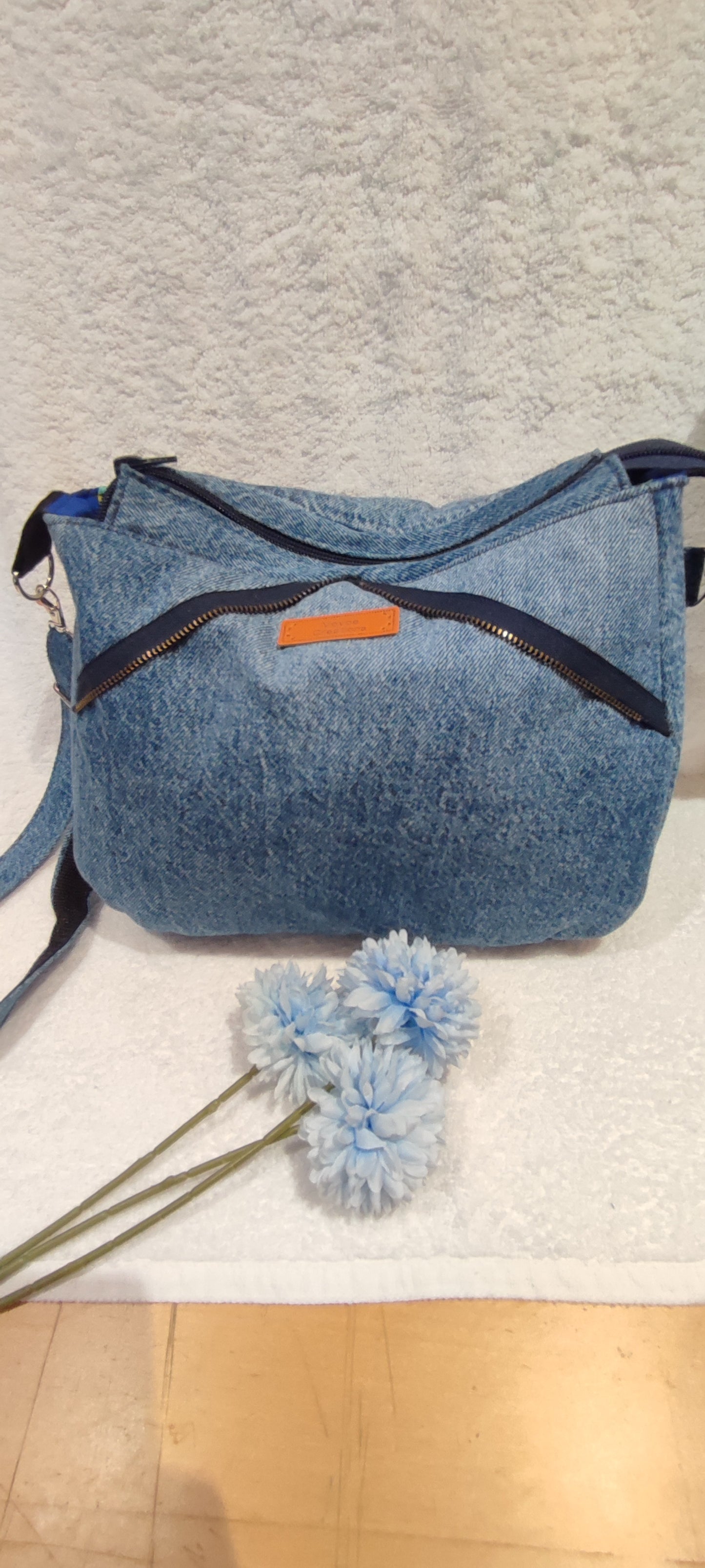 Simple Zipped Denim Bag