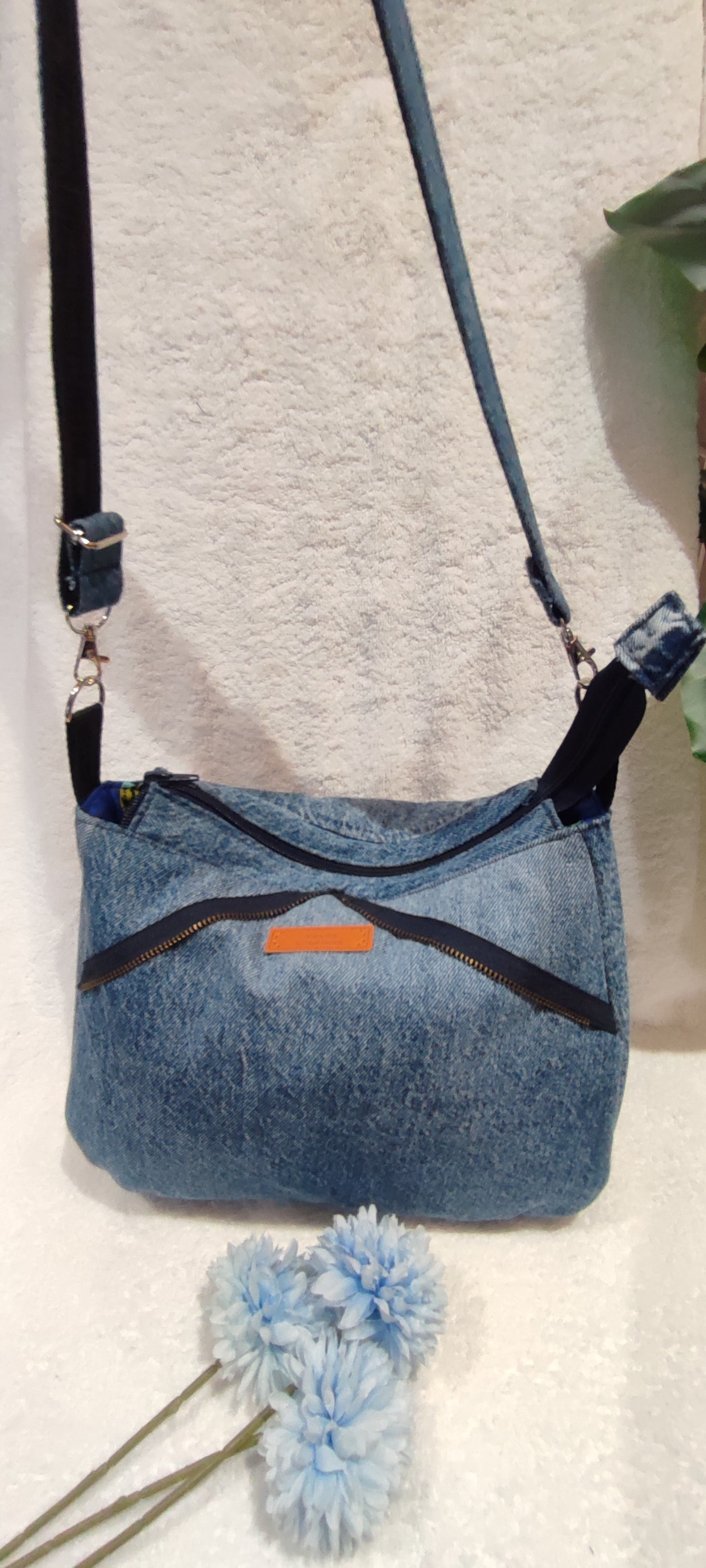 Simple Zipped Denim Bag