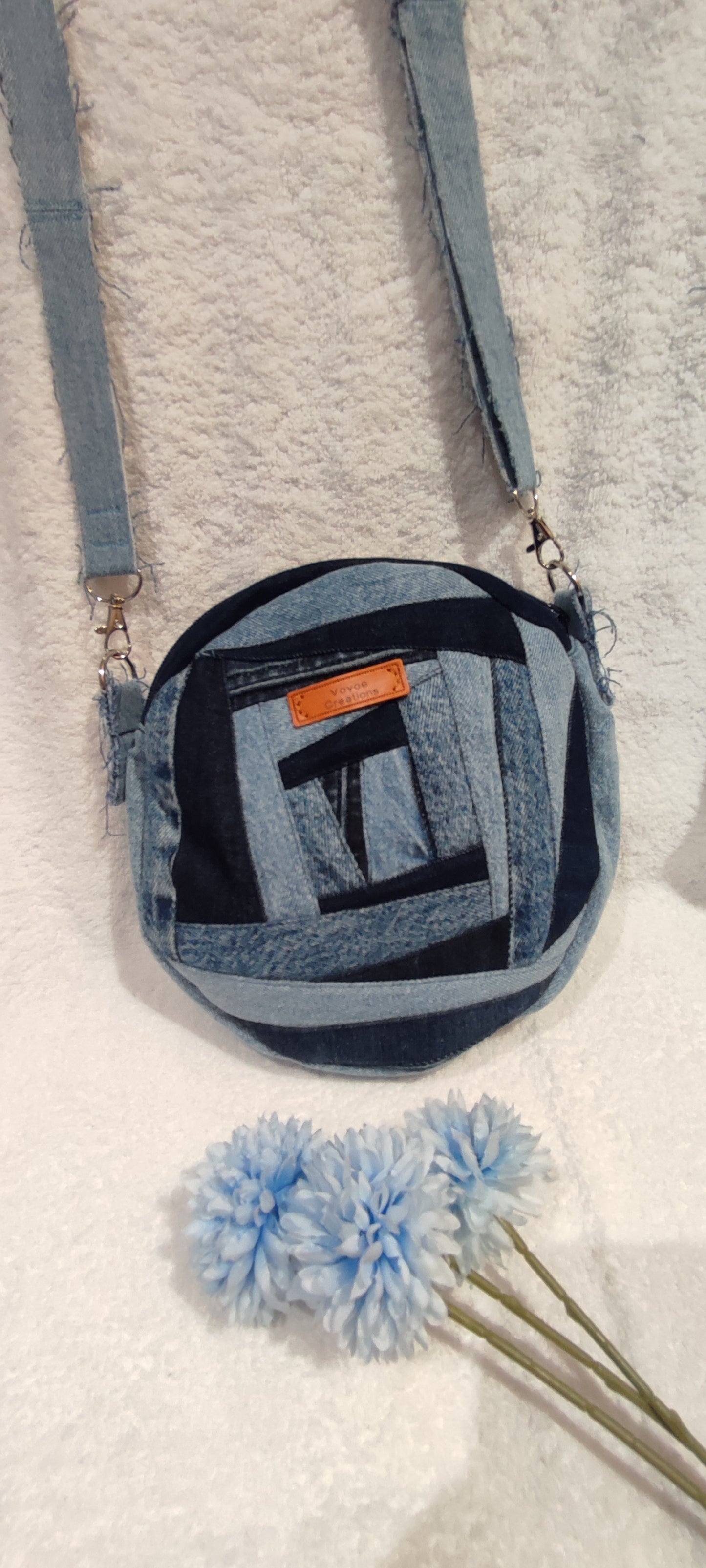 Round Patch Denim Bag