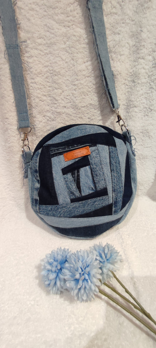 Round Patch Denim Bag