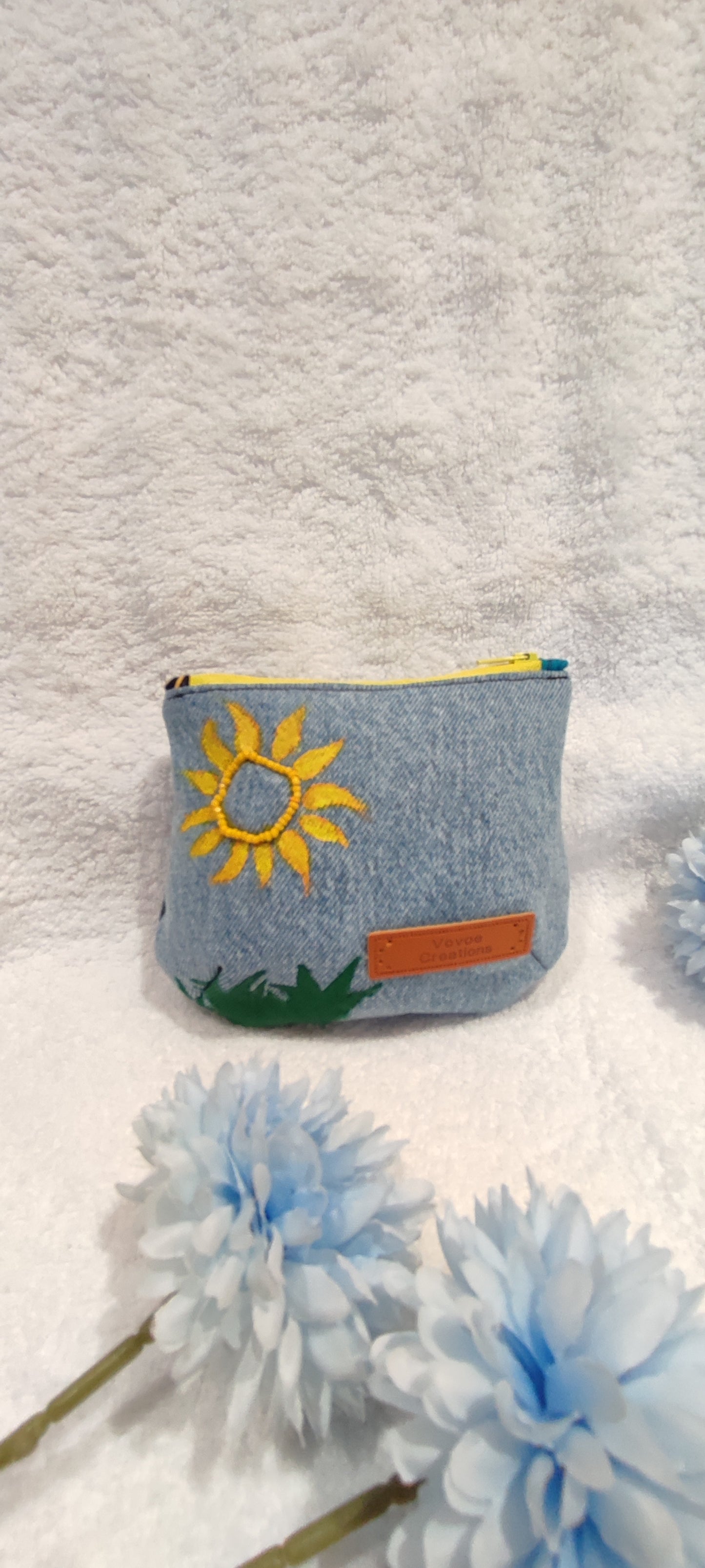 Sunshine studded Denim Pouch