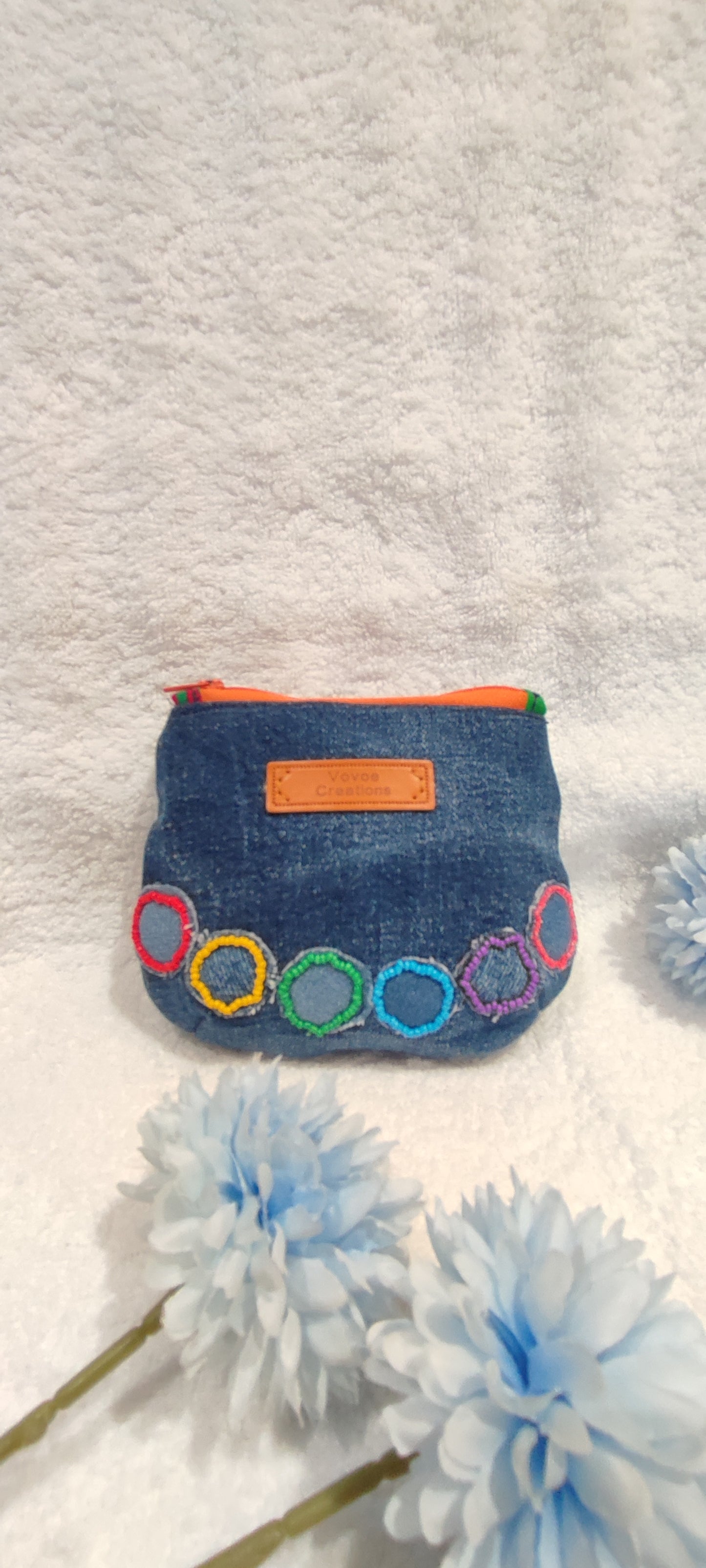 Colorful rings studded Denim Bag