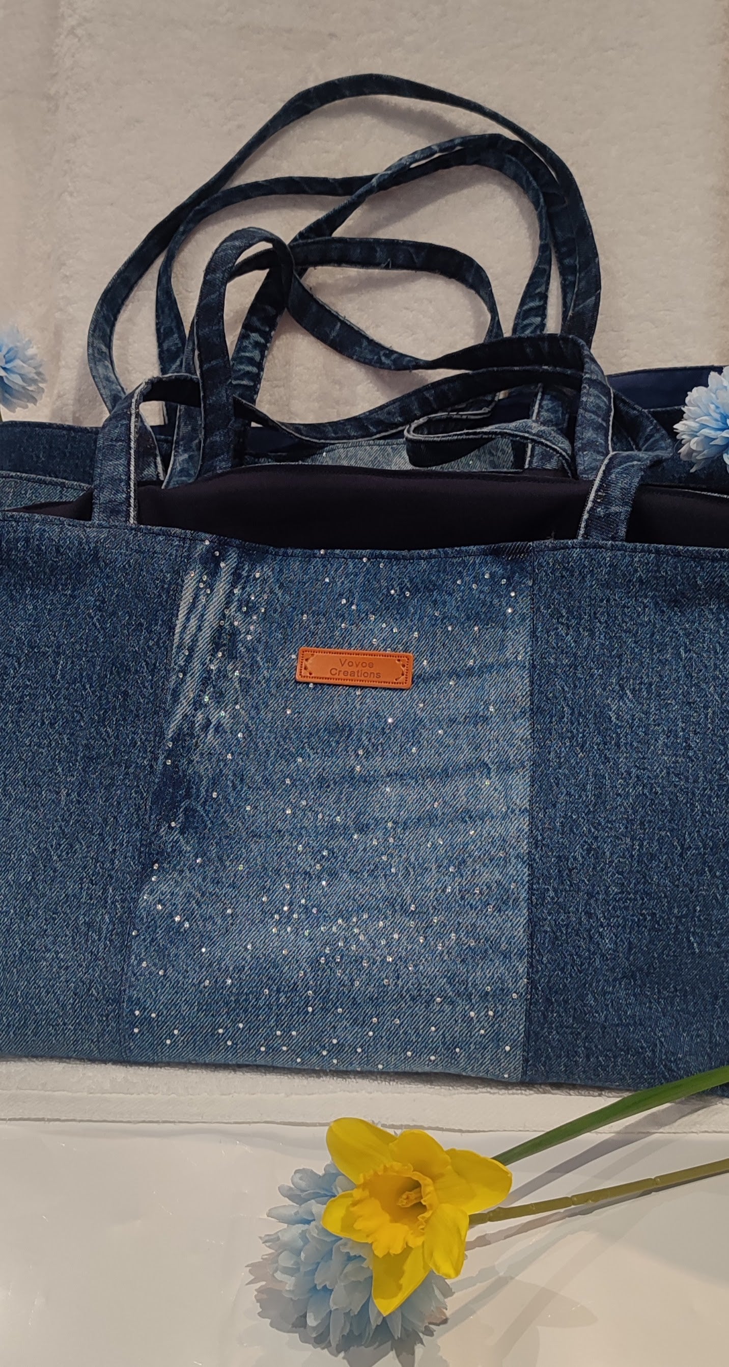 Large Denim Tote Bag