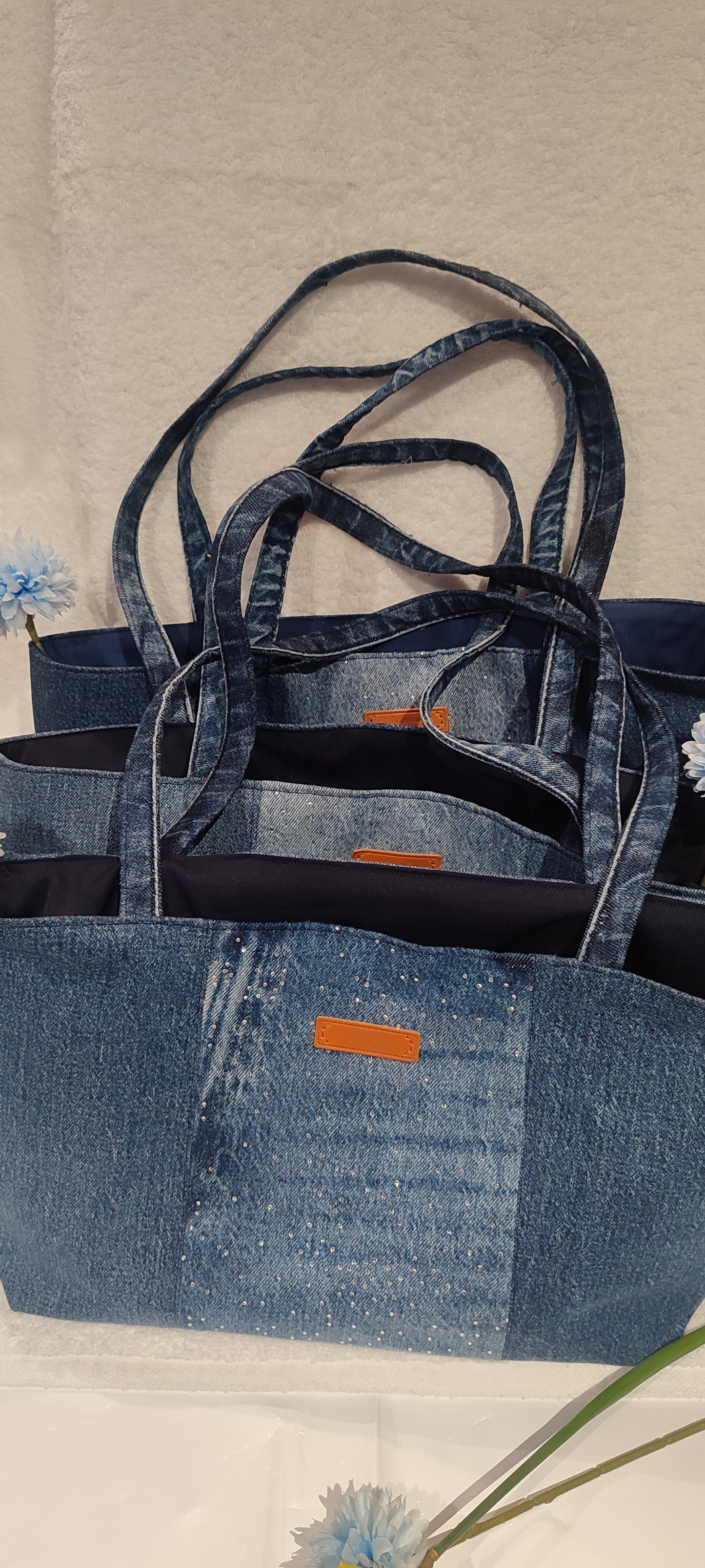 Large Denim Tote Bag