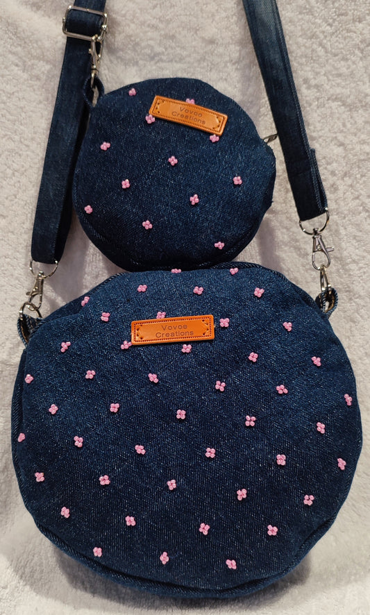 Round Denim Bag Set